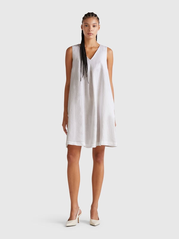 Vestido sin mangas de puro lino Mujer