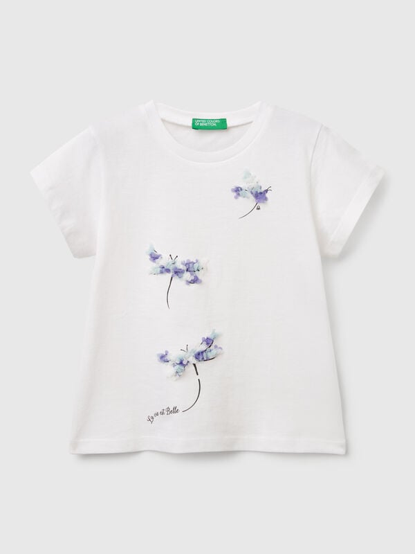 Camiseta con aplicación efecto pétalo Niña