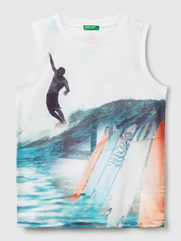 Camiseta sin mangas con estampado surfero Niño