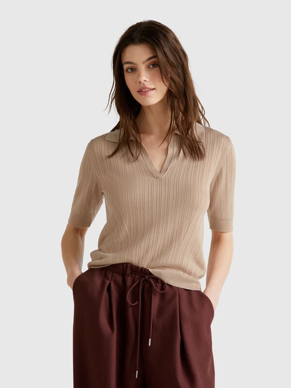Polo de punto de manga corta Mujer