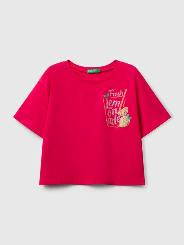 Camiseta con estampado de purpurina Niña
