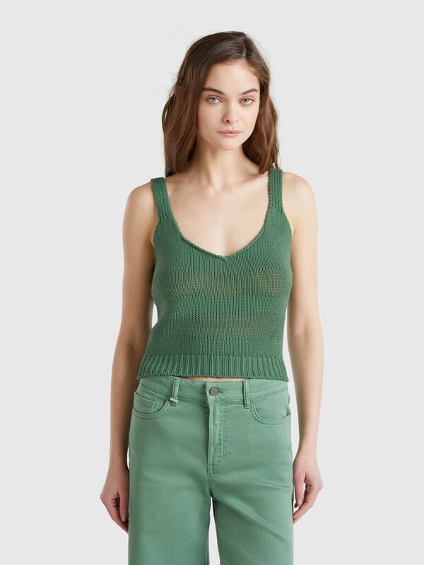 Camiseta sin mangas de punto 100% algodón Mujer