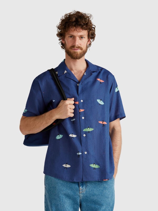Camisa con estampado surfero Hombre