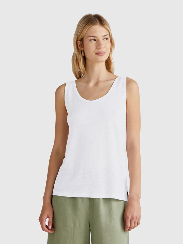 Camiseta de tirantes de puro lino Mujer