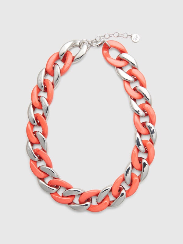 Collar plata y rosa Mujer