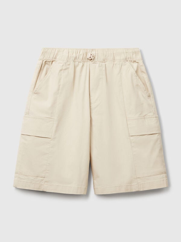 Pantalón corto de paracaídas de algodón elástico. Niño