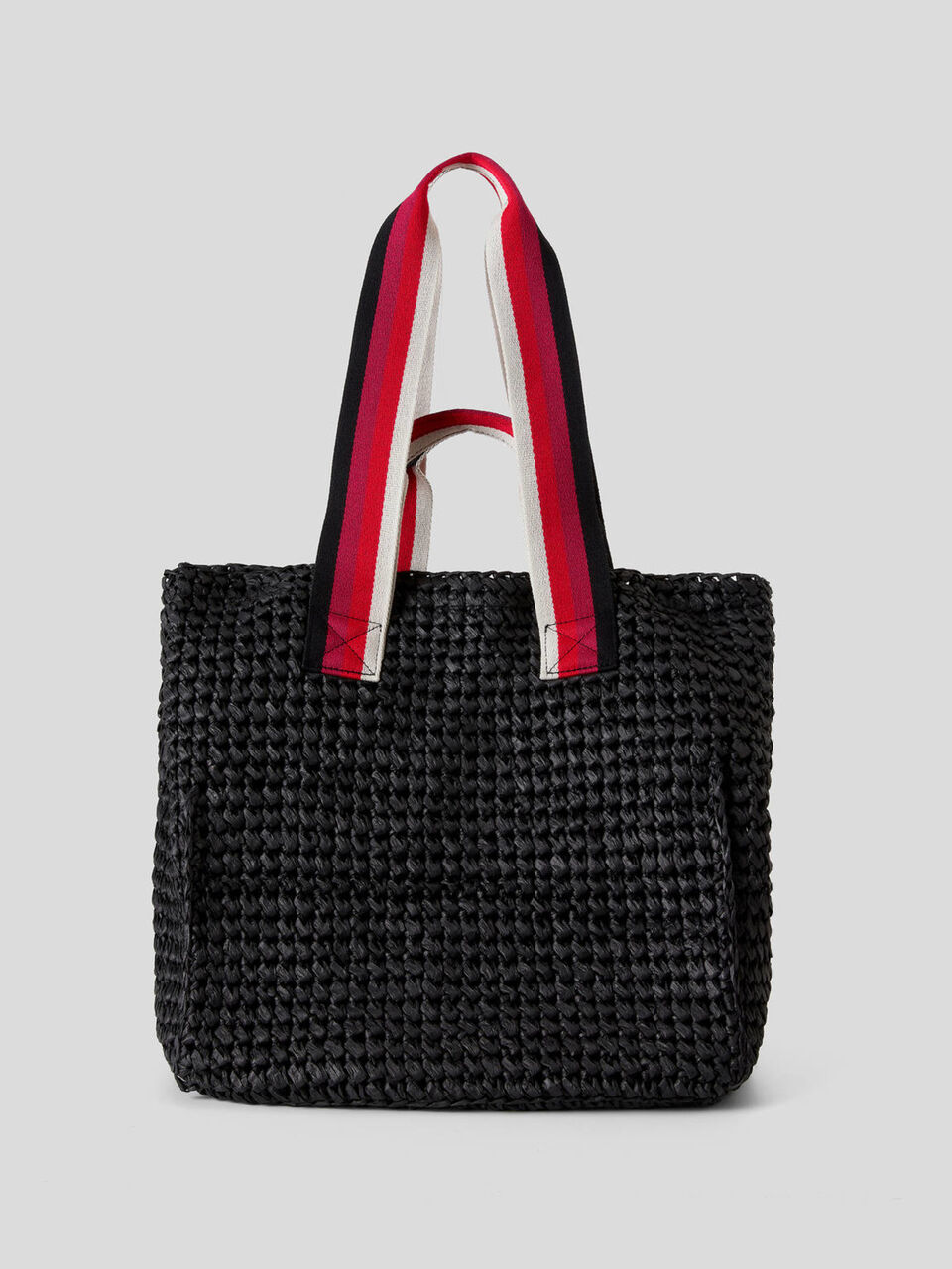 Bolso de efecto paja con asas de rayas image number 1