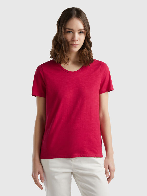 Camiseta de manga corta de algodón ligero Mujer