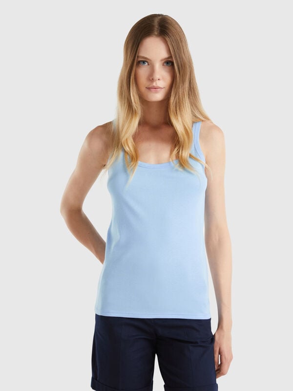 Camiseta de tirantes azul bebé de 100 % algodón Mujer