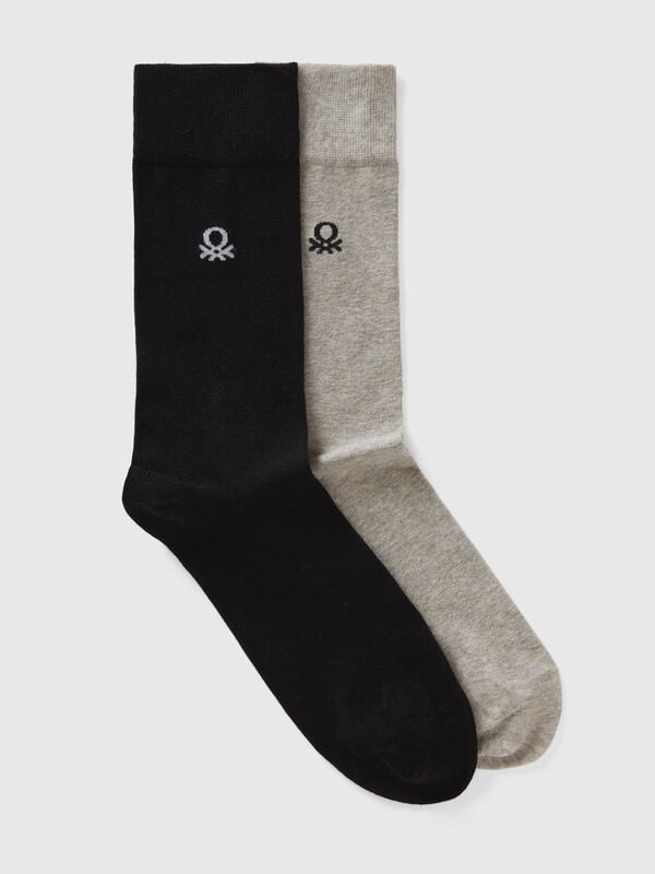 Dos pares de calcetines largos de algodón orgánico con logotipo