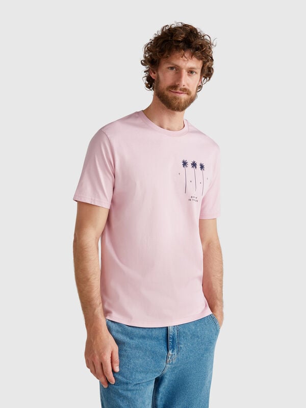 Camiseta rosa pastel con gráficos Hombre