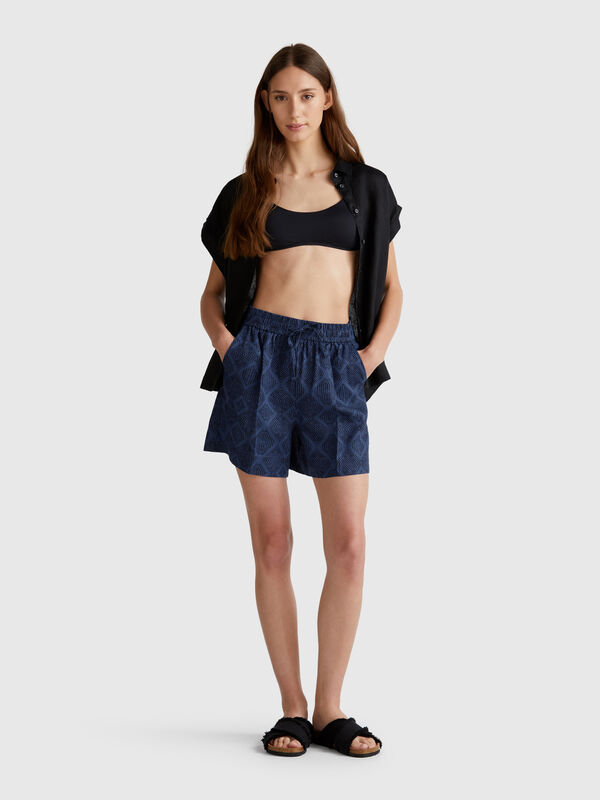 Shorts de lino estampados Mujer