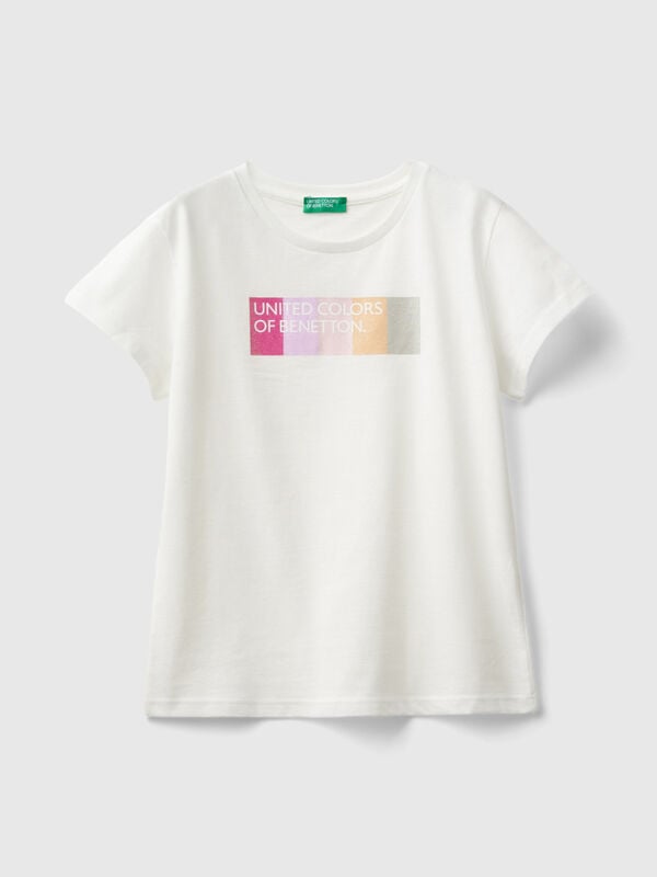 Camiseta con logotipo de glitter de algodón orgánico Niña