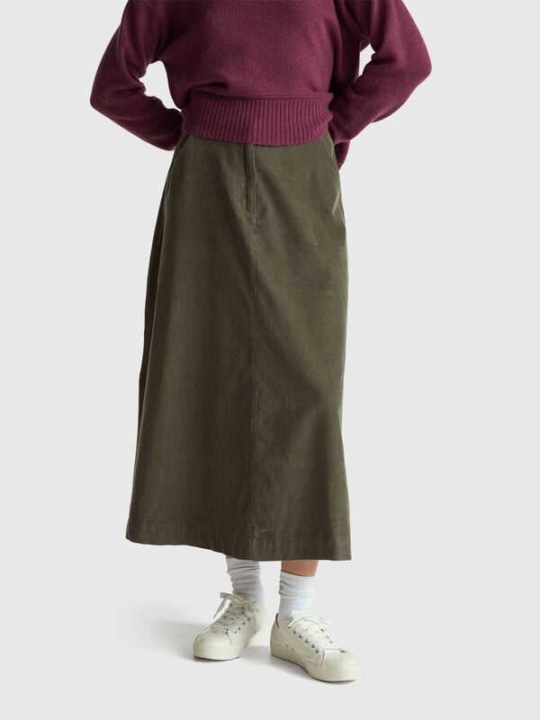 Falda midi de terciopelo Mujer