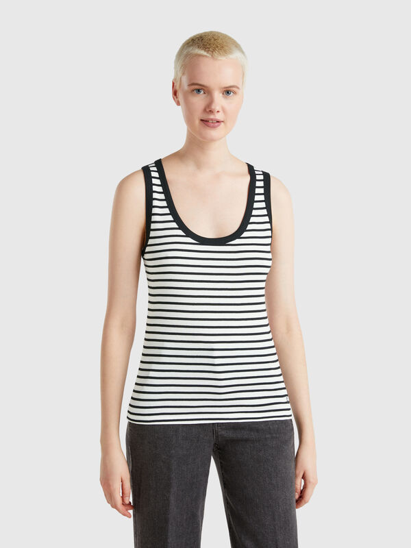 Camiseta de tirantes 100% algodón a rayas Mujer