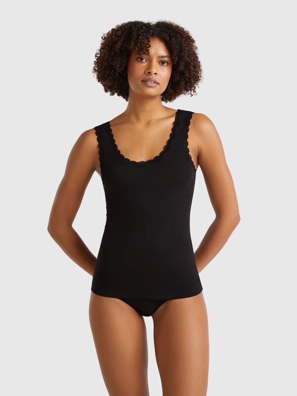 Camiseta sin mangas de Modal® con encaje Mujer