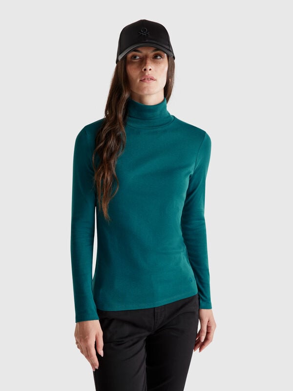 Camiseta de manga larga con cuello alto Mujer