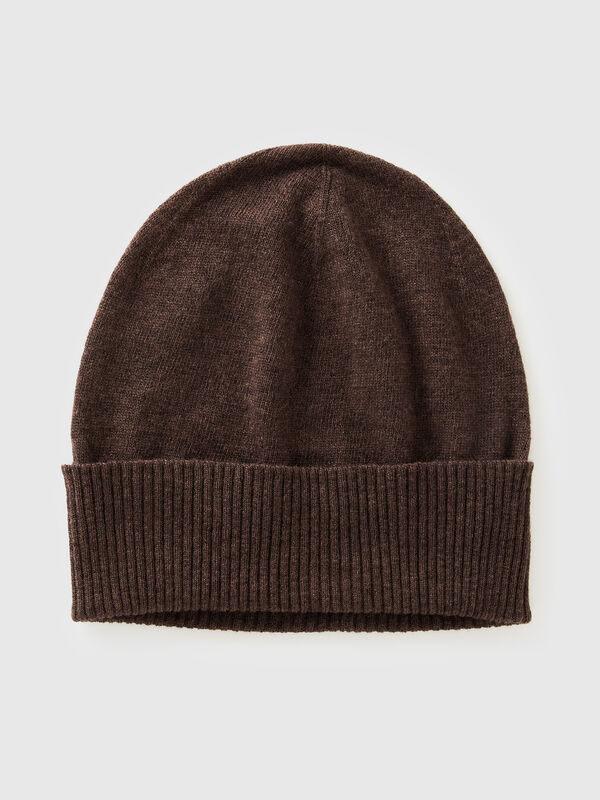 Gorro marrón de pura lana merino Mujer