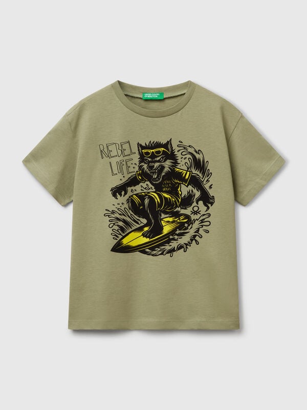 Camiseta con estampado flúor Niño