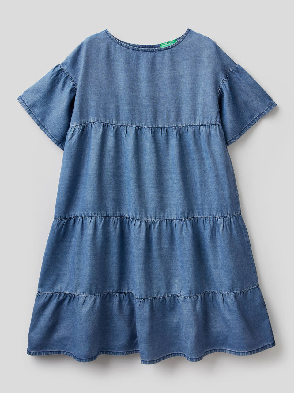 Vestido con volantes de efecto denim image number 1
