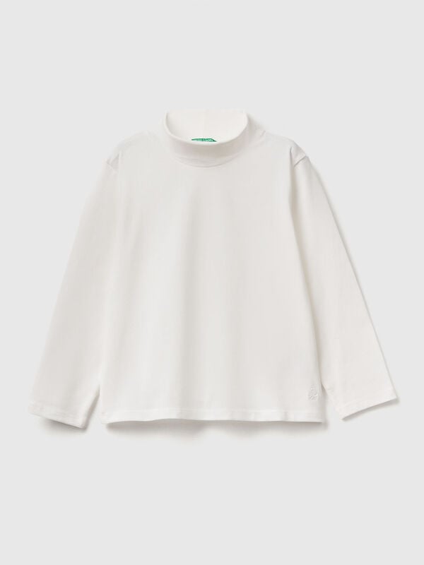 Camiseta de cuello alto de algodón elástico Niña