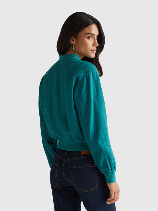 Chaqueta bomber 100% lino Mujer