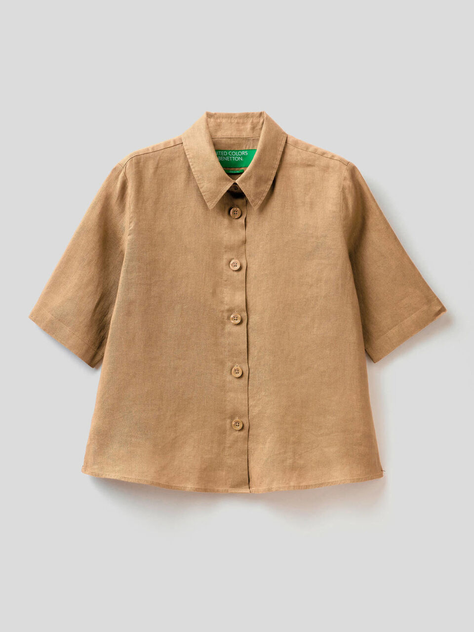 Camisa corta de puro lino image number 1