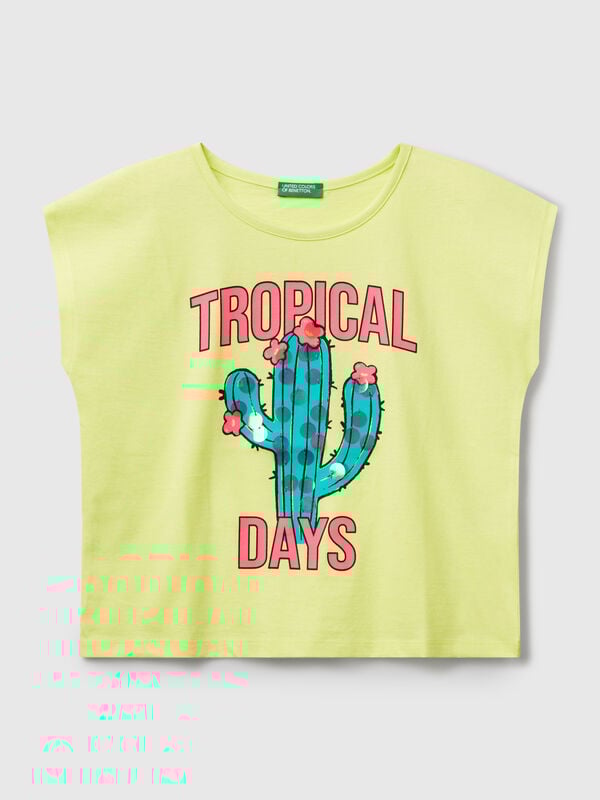 Camiseta con estampado y lentejuelas Niña