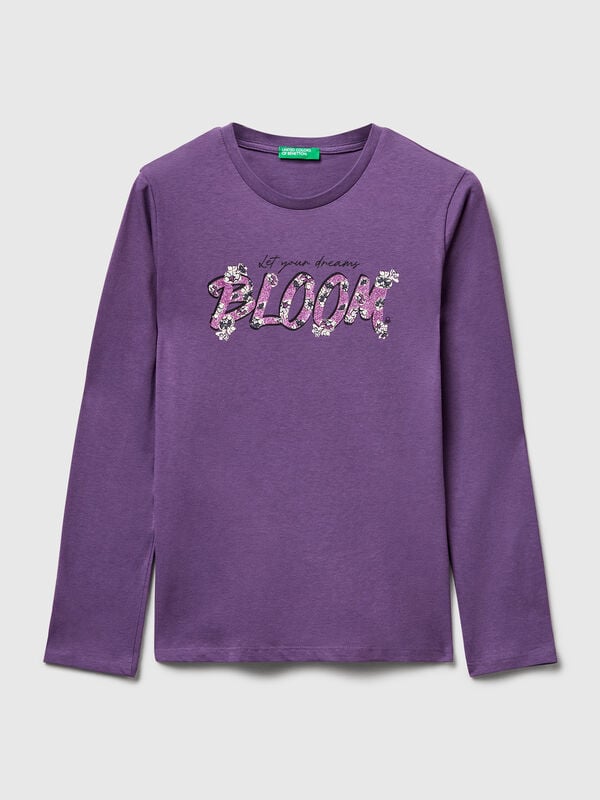 Camiseta con estampado de purpurina Niña