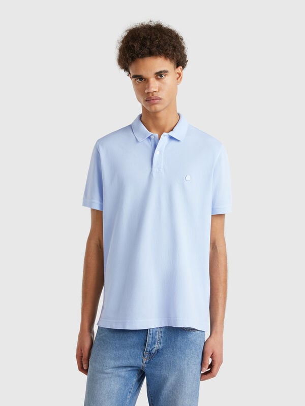 Polo regular fit celeste Hombre