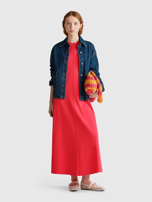 Vestido sin mangas de puro algodón Mujer