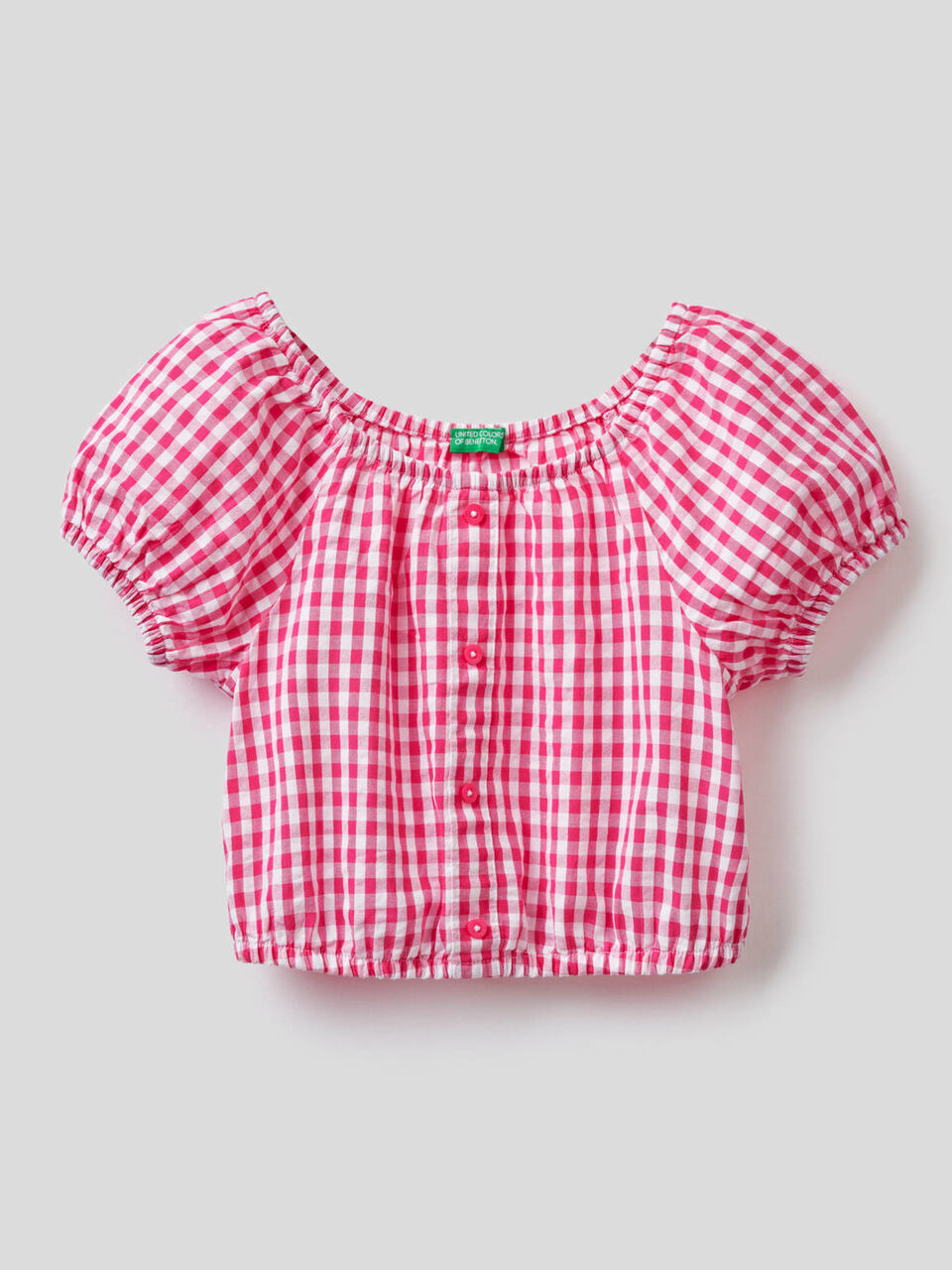 Blusa cropped con estampado de Vichy image number 1