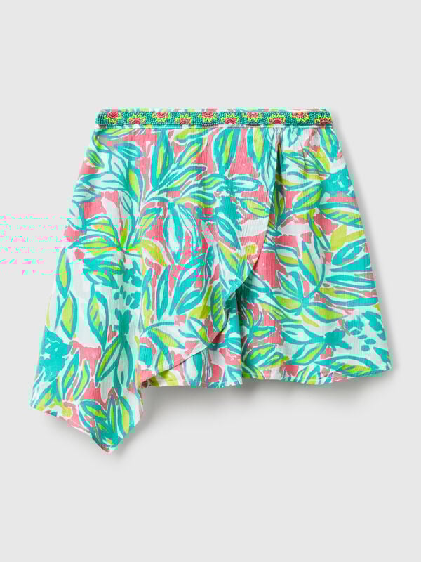 Minifalda con estampado tropical Niña