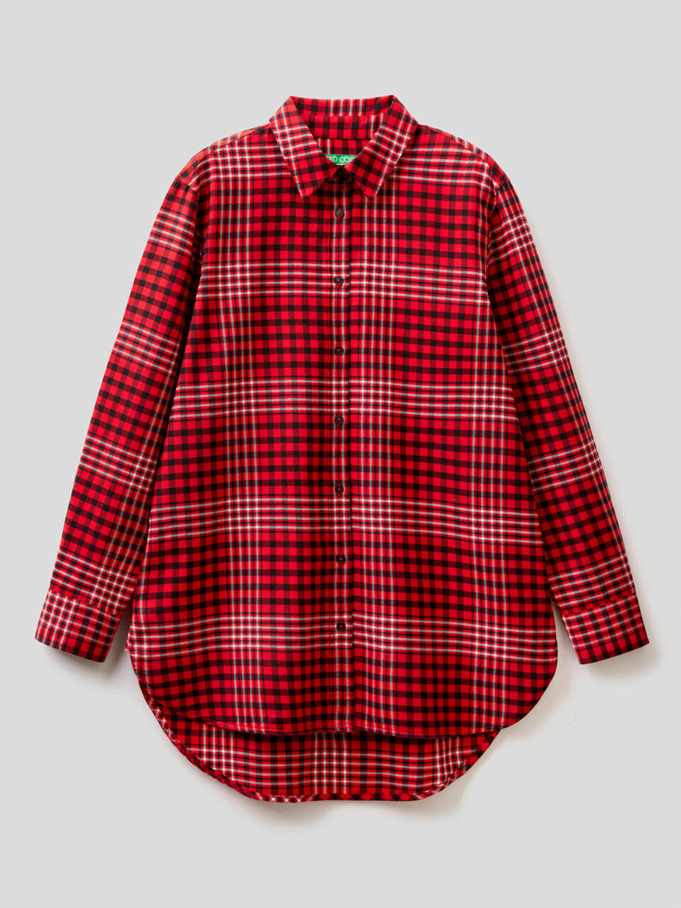 Camisa larga de cuadros de 100 % algodón image number 1