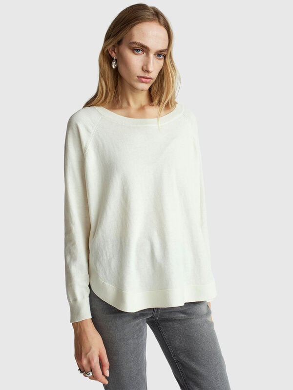 Suéter acampanado en mezcla de lana Mujer