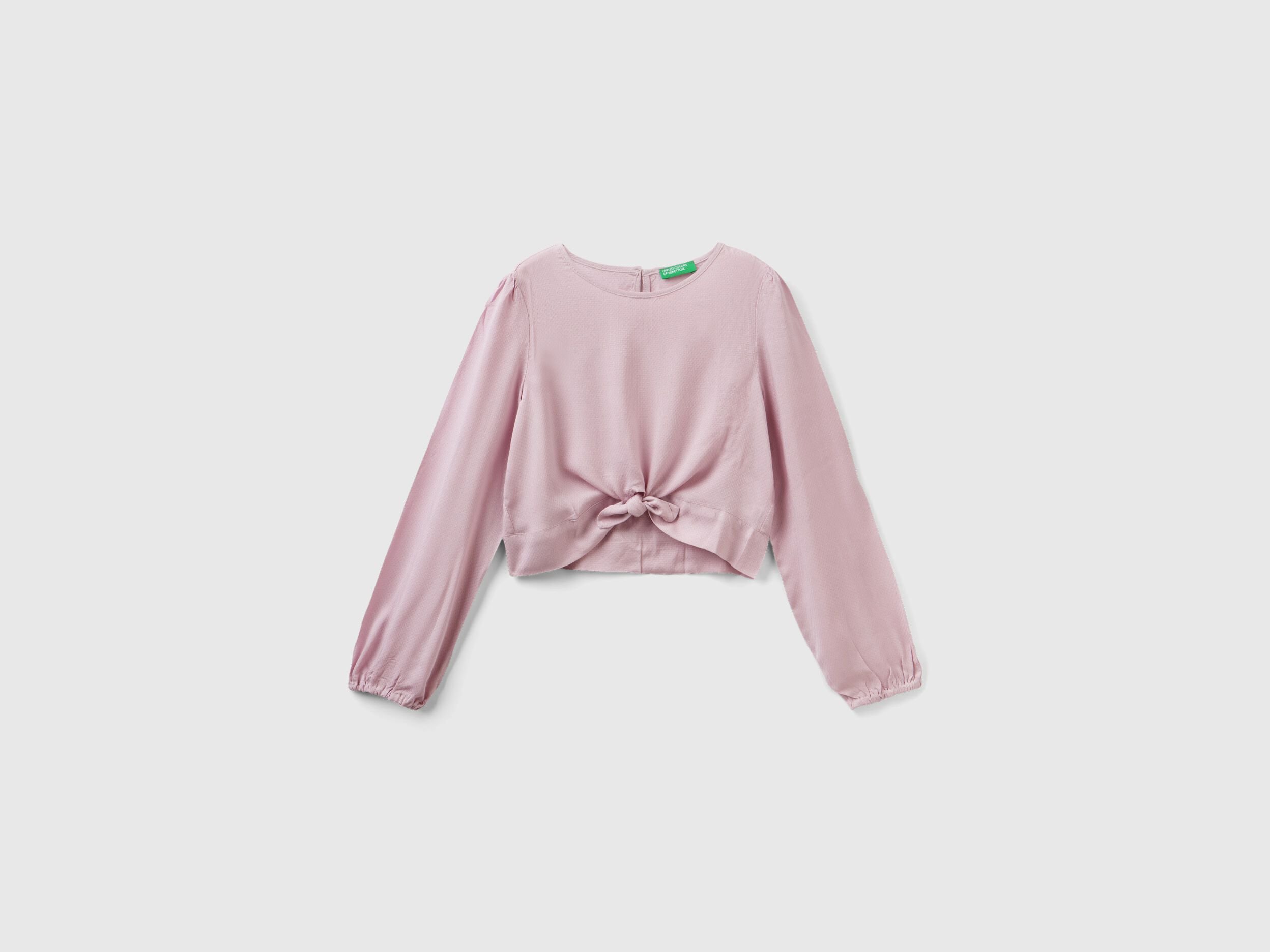 Blusa cropped con nudo Rosa Benetton