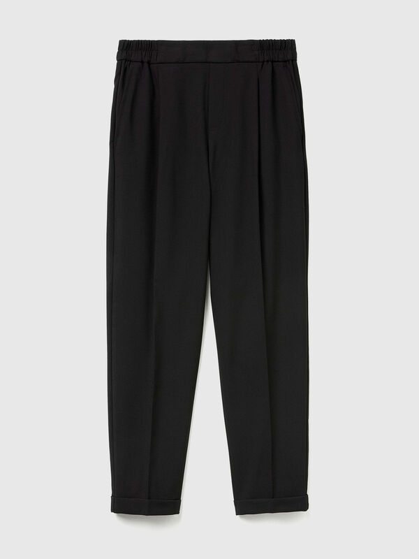 Pantalones con puños de mezcla de viscosa elástica Pantalones con puños de mezcla de viscosa elástica Mujer