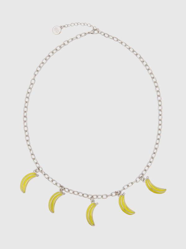 Collar plateado con plátanos amarillos Mujer
