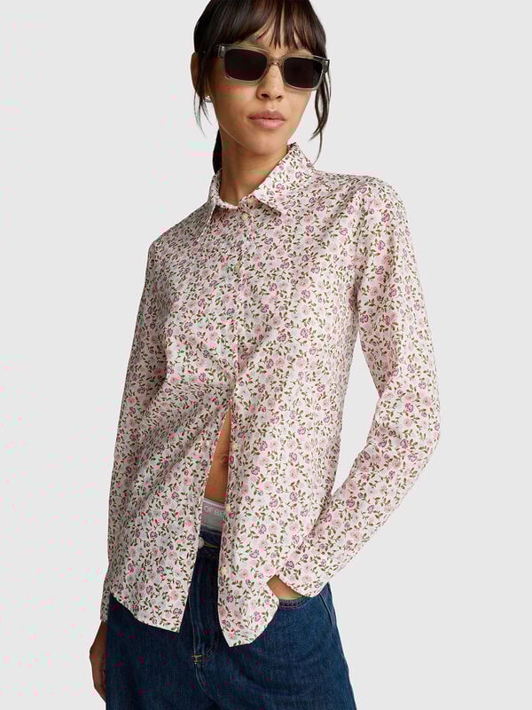 Camisa estampada en algodón ligero Mujer