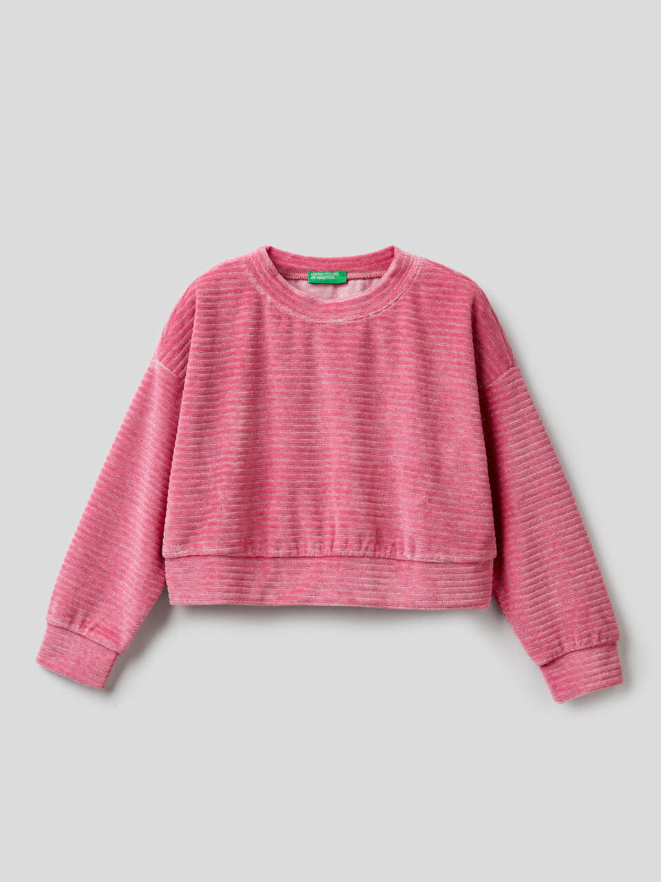 Sudadera cropped de chenilla image number 1