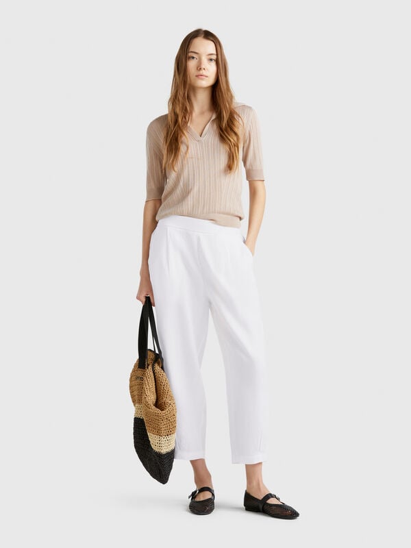 Pantalón suave de puro lino Mujer