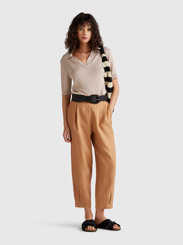 Pantalón suave de puro lino Mujer