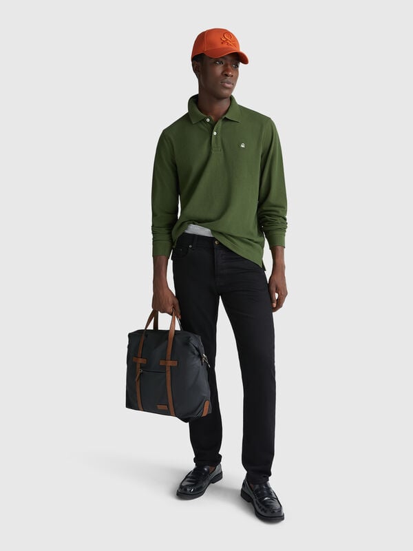 Polo de algodón de manga larga Hombre