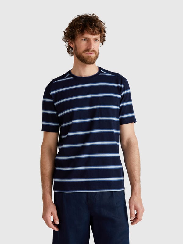 Camiseta rayas con bolsillo Hombre