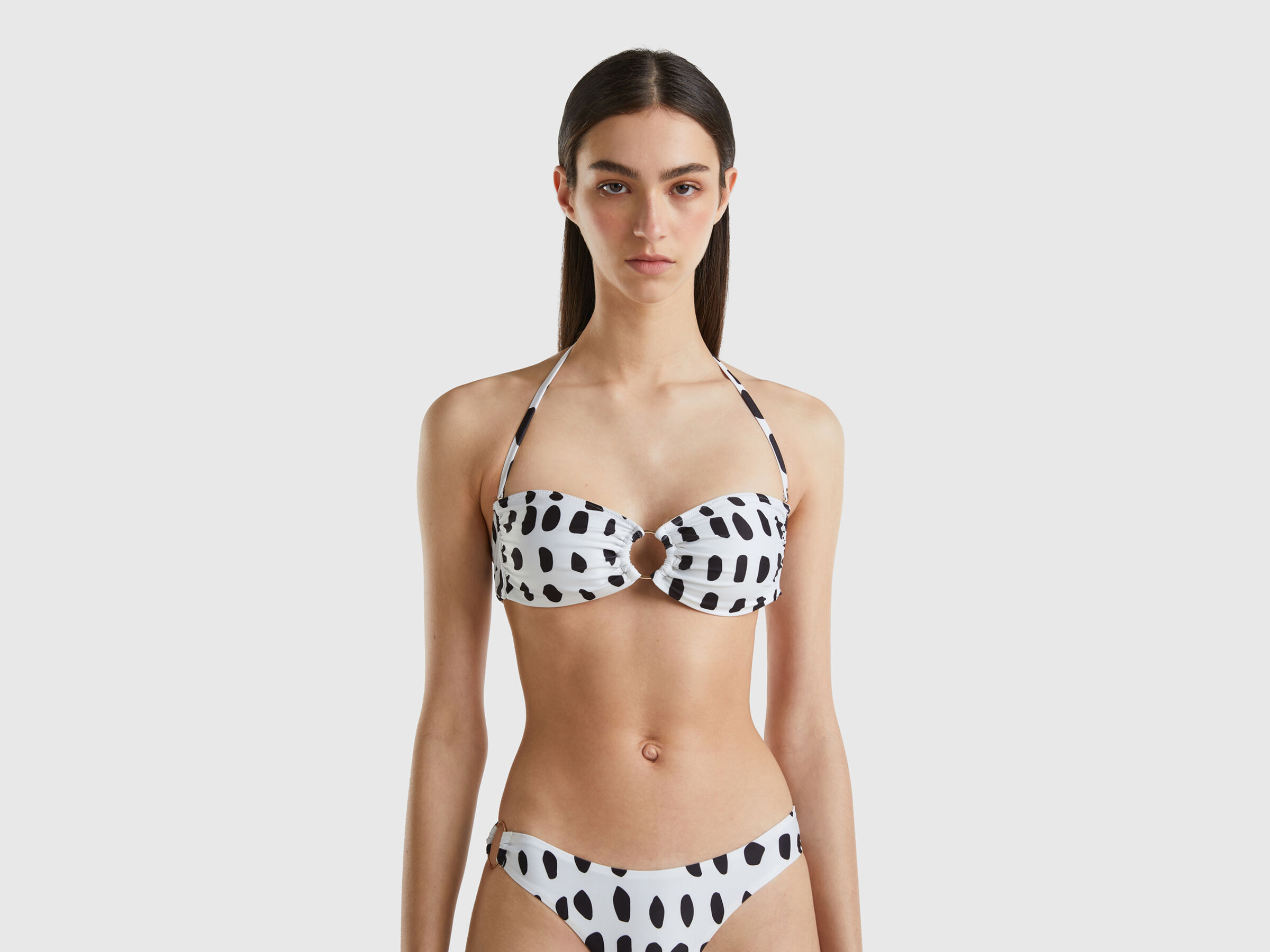 Paraíso Reducción colonia Sujetador de bikini bandeau con animal print - Blanco Crema | Benetton