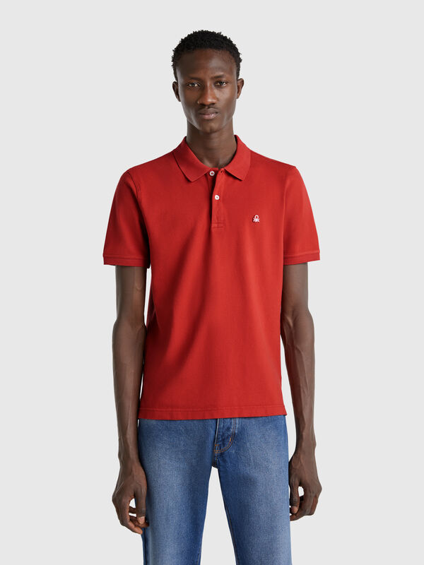 Polo rojo oscuro slim fit Hombre