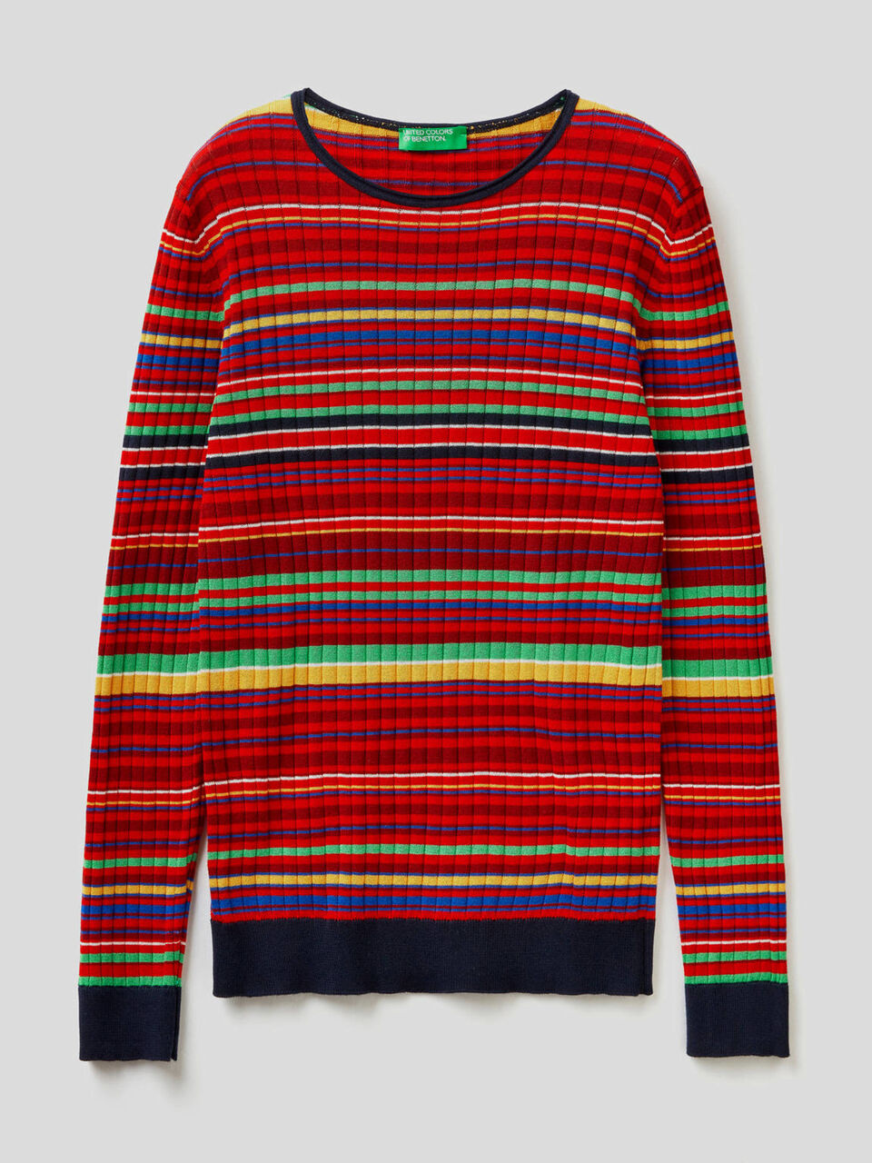 Jersey 100% algodón a rayas multicolor image number 1