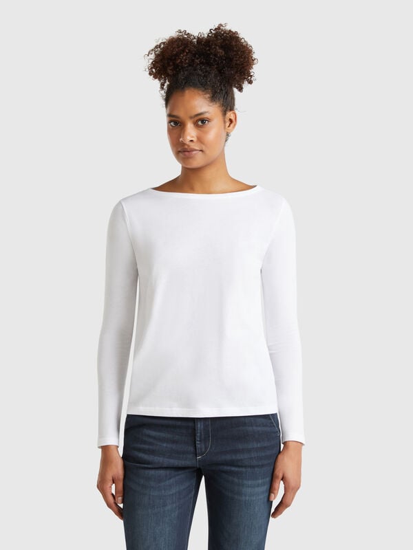 Camiseta cuello barco 100% algodón Mujer