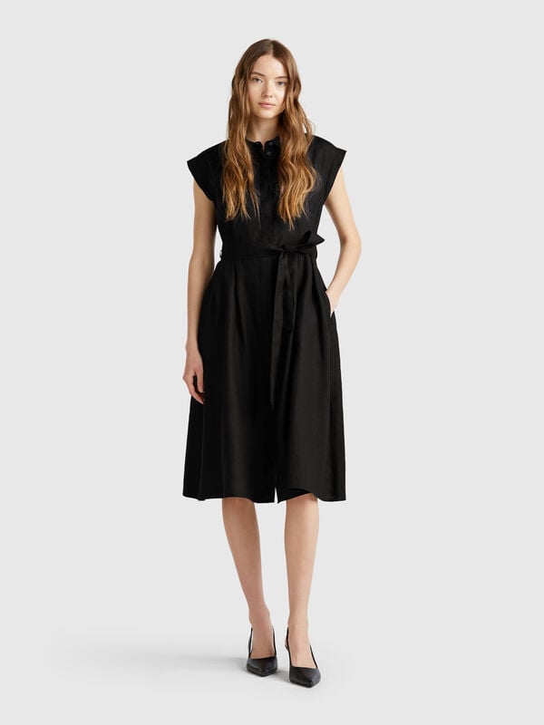 Vestido camisero de puro lino Mujer