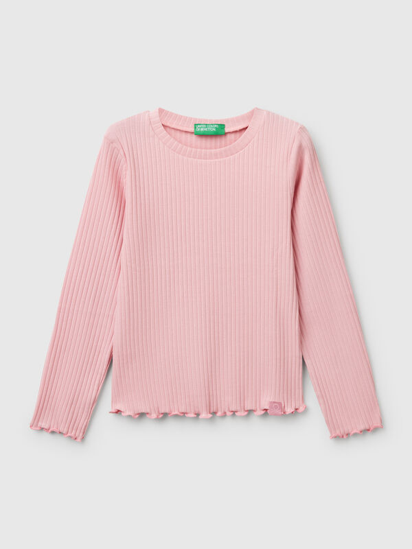 Camiseta slim fit de algodón elástico Niña